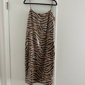 Gwyneth Sequin Slip Dress in Zebra Stripe